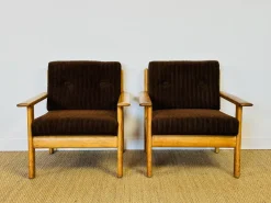 New Pamono Vintage Oak and Corduroy Modular Living Room Set by Afra & Tobia Scarpa, 1960s, Set of 5