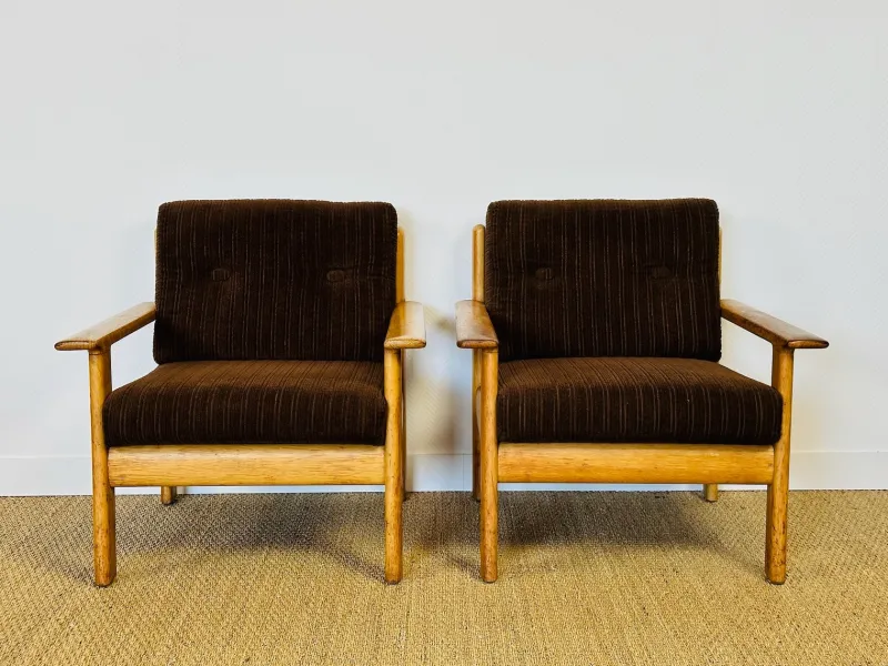 New Pamono Vintage Oak and Corduroy Modular Living Room Set by Afra & Tobia Scarpa, 1960s, Set of 5