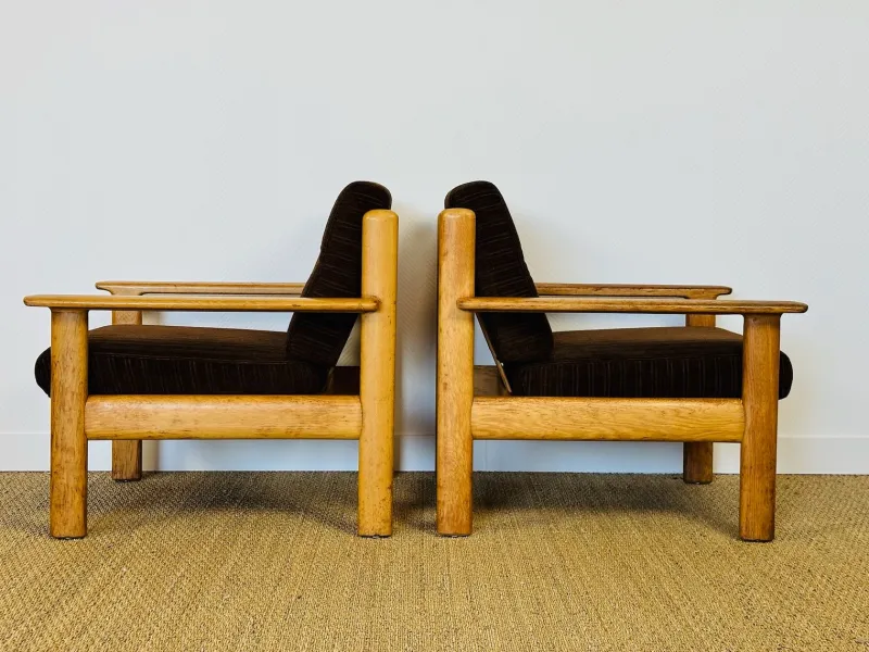 New Pamono Vintage Oak and Corduroy Modular Living Room Set by Afra & Tobia Scarpa, 1960s, Set of 5