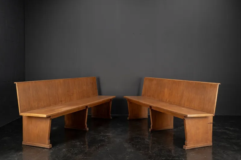 Pamono Vintage Oak Benches, 1960s, Set of 2> Benches