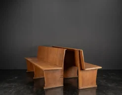 Pamono Vintage Oak Benches, 1960s, Set of 2><noscript><img width=
