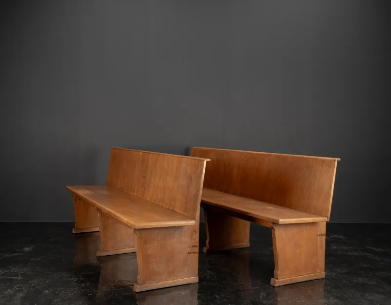 Pamono Vintage Oak Benches, 1960s, Set of 2> Benches