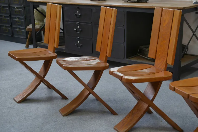 Pamono Vintage Oak Chairs from Seltz, 1970s, Set of 5> Side Chairs & Dining Chairs