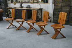 Pamono Vintage Oak Chairs from Seltz, 1970s, Set of 5><noscript><img width=