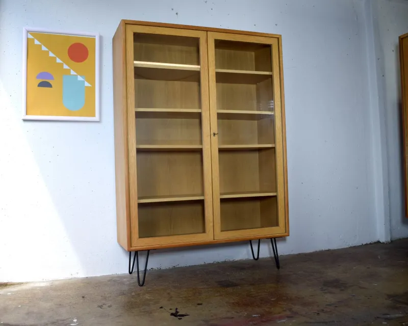 Clearance Pamono Vintage Oak Display Cabinet from Bornhold, 1960s