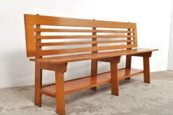 Pamono Vintage Oak Monastery Hair Salon Waiting Bench, 1950s> Benches