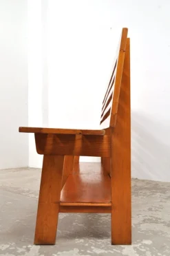 Pamono Vintage Oak Monastery Hair Salon Waiting Bench, 1950s><noscript><img width=