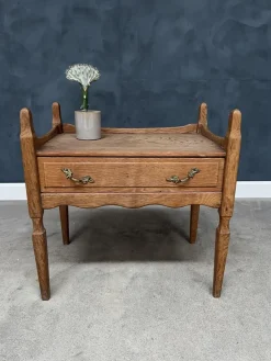 Discount Pamono Vintage Oak Nightstand with Brass Handle by Henning Kjærnulf, 1950s