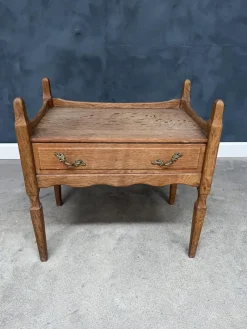 Discount Pamono Vintage Oak Nightstand with Brass Handle by Henning Kjærnulf, 1950s