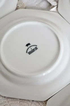 Pamono Vintage Octagonal Beaded Flat Dessert Plates by Johnson Brothers, 1980s, Set of 6