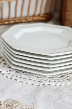 Pamono Vintage Octagonal Beaded Flat Dessert Plates by Johnson Brothers, 1980s, Set of 6