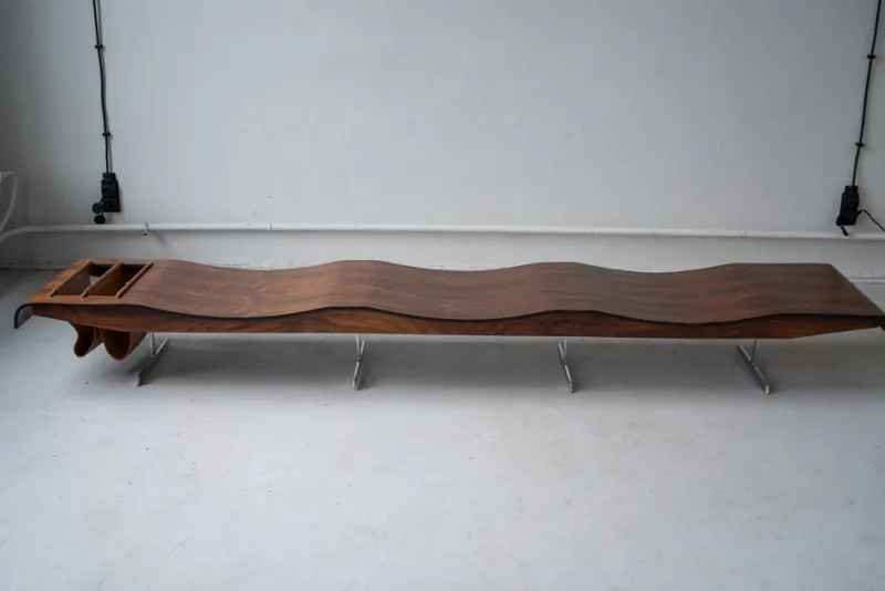 Pamono Vintage Onda Bench with Magazine Rack by Jorge Zalszupin for Atelier Moveis, 1950s