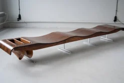Pamono Vintage Onda Bench with Magazine Rack by Jorge Zalszupin for Atelier Moveis, 1950s