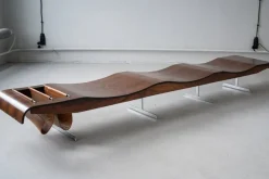 Pamono Vintage Onda Bench with Magazine Rack by Jorge Zalszupin for Atelier Moveis, 1950s