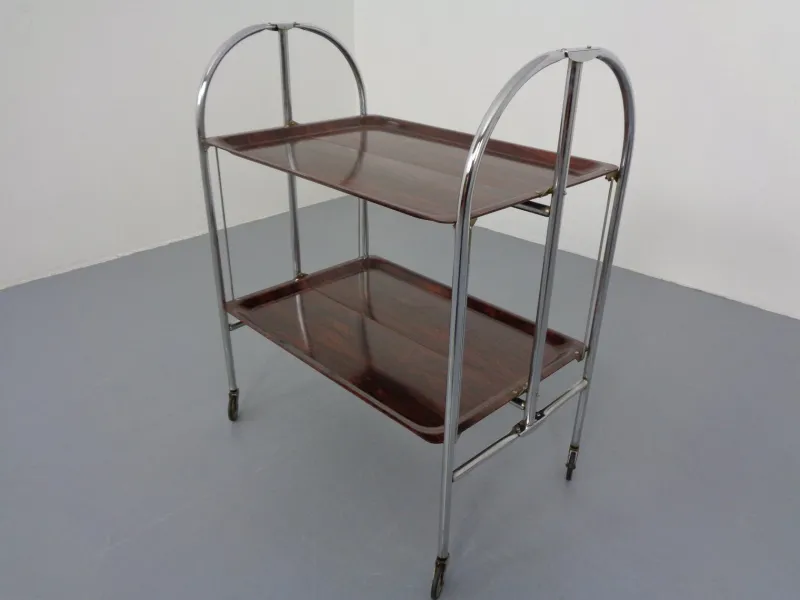 Outlet Pamono Vintage Optic Rosewood Pressalit Tea Cart, 1970s