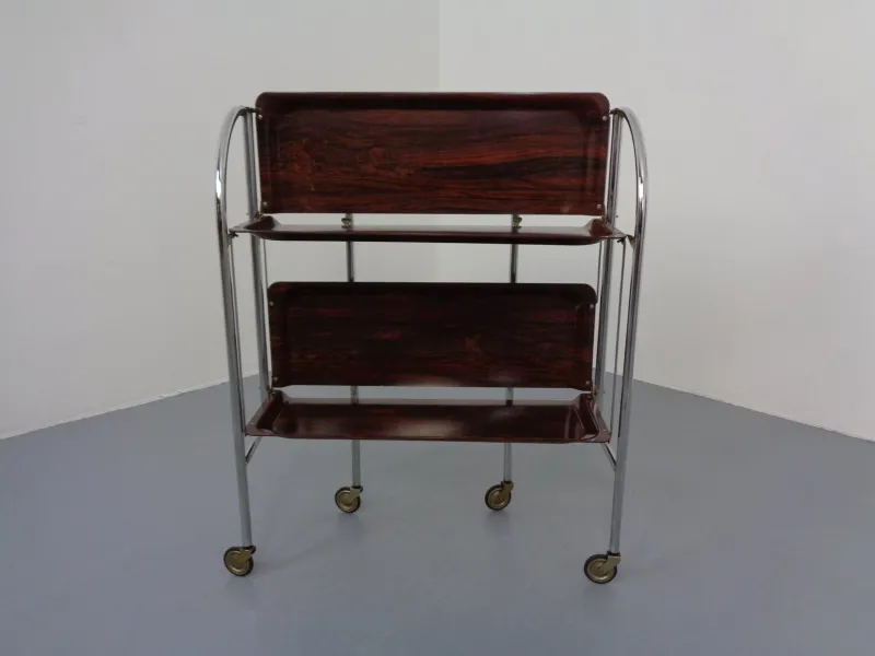 Outlet Pamono Vintage Optic Rosewood Pressalit Tea Cart, 1970s
