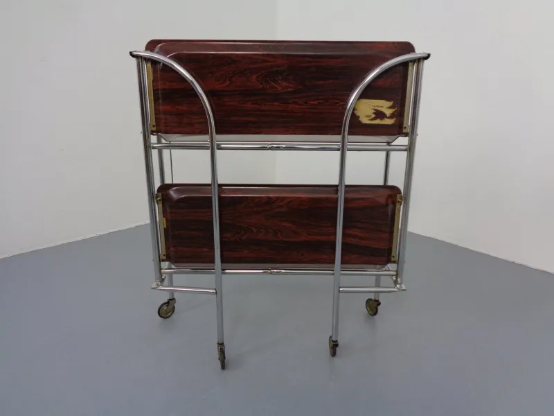 Outlet Pamono Vintage Optic Rosewood Pressalit Tea Cart, 1970s