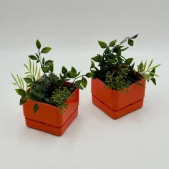 Pamono Vintage Orange Planters by Nena Balsari for Vastill / Reflex, Italy, 1970s, Set of 2><noscript><img width=