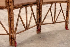 Pamono Vintage Oriental Folding Screen in Bamboo with Fabric, 1960s><noscript><img width=