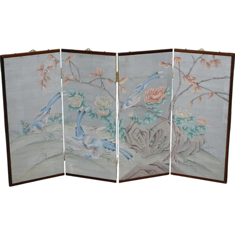 Outlet Pamono Vintage Oriental Room Divider with Birds and Flowers