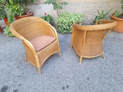 Pamono Vintage Outdoor Armchairs in Rattan and Bamboo, 1960s, Set of 2><noscript><img width=
