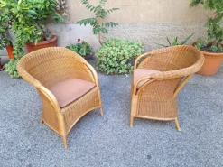 Pamono Vintage Outdoor Armchairs in Rattan and Bamboo, 1960s, Set of 2><noscript><img width=