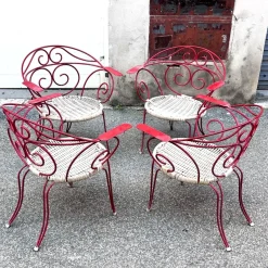 Pamono Vintage Outdoor Chairs with Lacquered Metal Structure, 1960s, Set of 4> Garden Seating