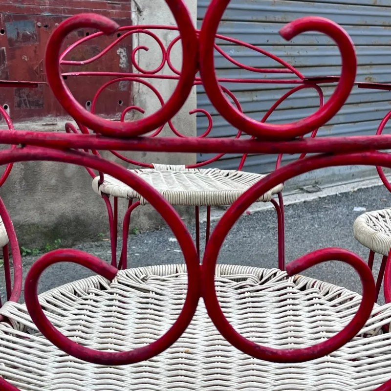 Pamono Vintage Outdoor Chairs with Lacquered Metal Structure, 1960s, Set of 4> Garden Seating