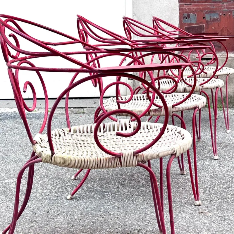 Pamono Vintage Outdoor Chairs with Lacquered Metal Structure, 1960s, Set of 4> Garden Seating