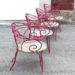 Pamono Vintage Outdoor Chairs with Lacquered Metal Structure, 1960s, Set of 4><noscript><img width=
