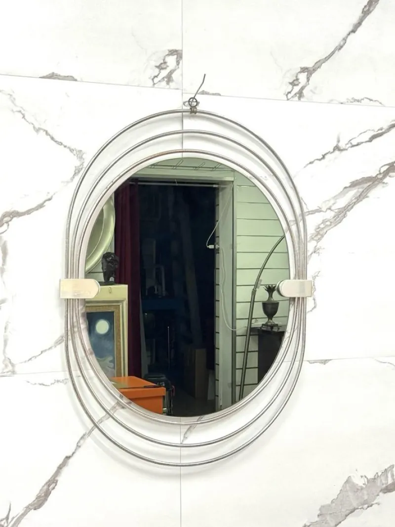 Outlet Pamono Vintage Oval Wall Mirror by Gaetano Sciolari, 1970s
