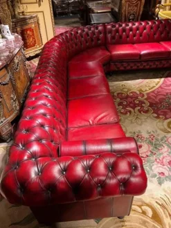 New Pamono Vintage Oxblood Red Chesterfield Corner Couch
