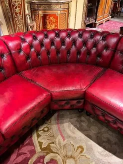 New Pamono Vintage Oxblood Red Chesterfield Corner Couch