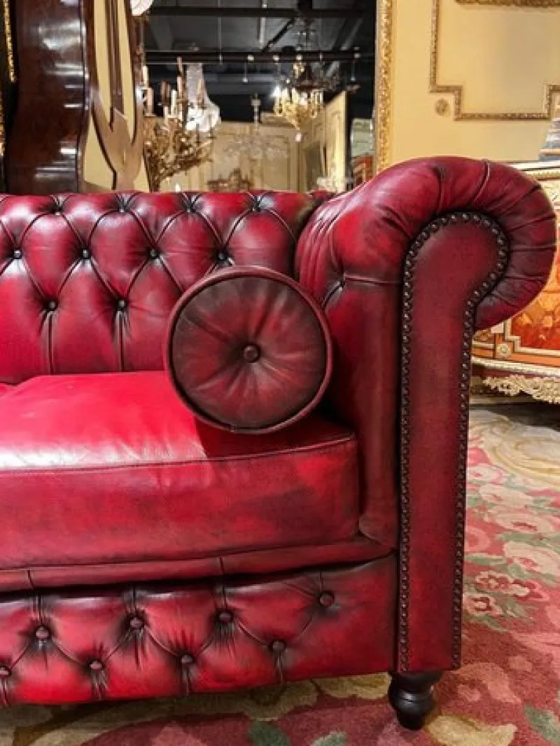 New Pamono Vintage Oxblood Red Chesterfield Corner Couch