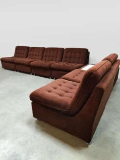 Pamono Vintage Padded Velvet Modular Sofa, 1970s, Set of 7><noscript><img width=