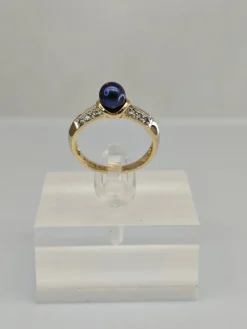 Clearance Pamono Vintage Pearl Gold Ring with Diamonds, 1970s