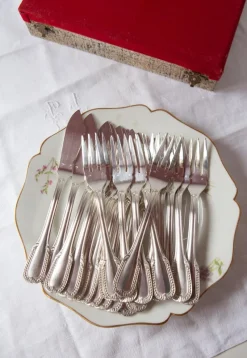 Sale Pamono Vintage Pearls Fish Cutlery Set by François Frionnet, 1930s, Set of 24