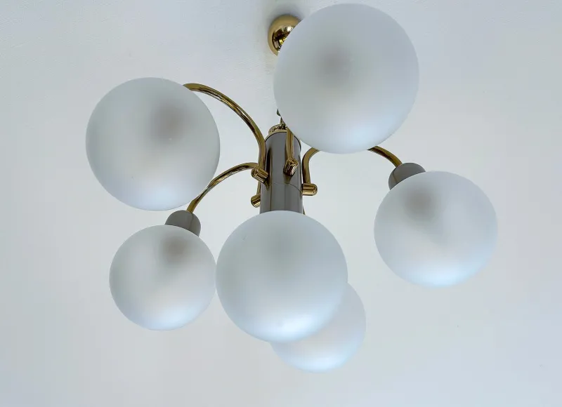 Pamono Vintage Pendant Light in Glass from Honsel, 1970s