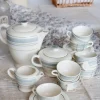 Hot Pamono Vintage 10-Person Coffee Set with Salins Earthenware and Geometric Design from Salins, 1920s, Set of 10