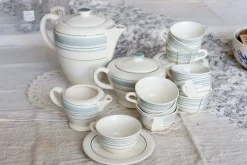 Hot Pamono Vintage 10-Person Coffee Set with Salins Earthenware and Geometric Design from Salins, 1920s, Set of 10