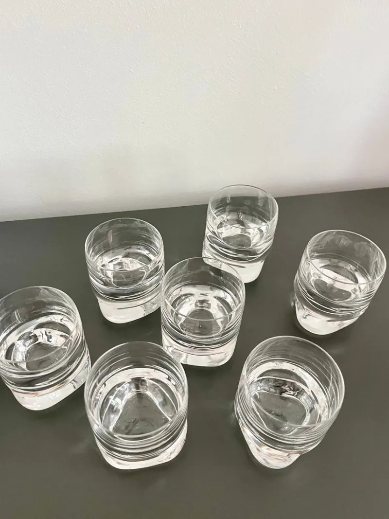 Discount Pamono Vintage Pitagora Water Glasses by Marco Zanuso for Arnolfo Di Cambio, 1969, Set of 7