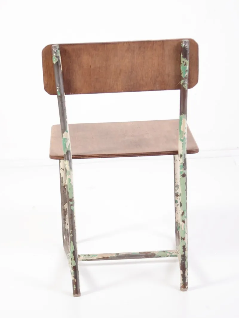 Best Pamono Vintage Plywood & Steel School Chair, 1970s
