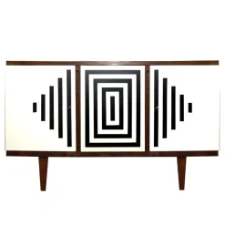 Pamono Vintage Polish Cabinet with Op Art Motif, 1960s> Cabinets & Wardrobes