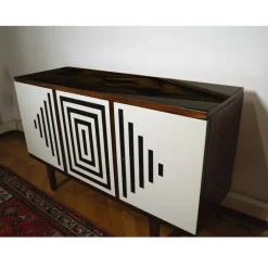 Pamono Vintage Polish Cabinet with Op Art Motif, 1960s><noscript><img width=
