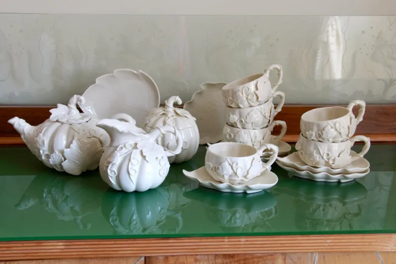 Pamono Vintage Porcelain Coffee Set by Henriette, 1990s, Set of 10> Coffee & Tea Service