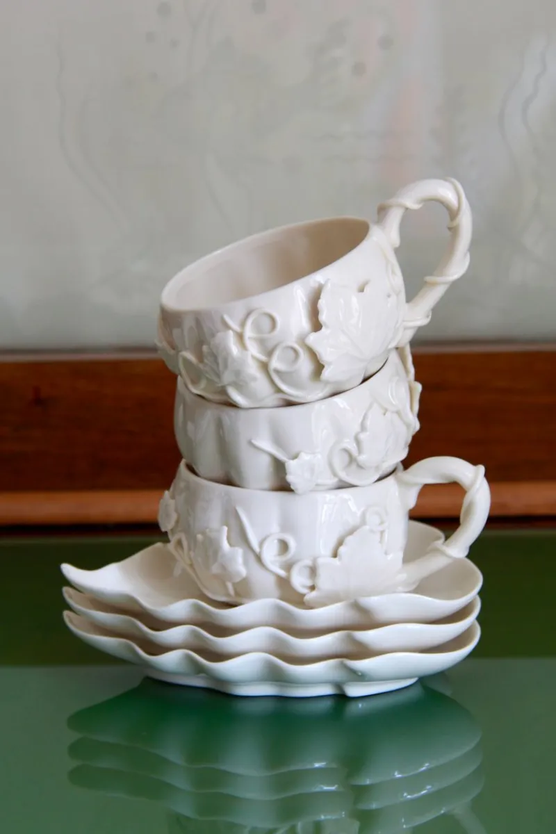 Pamono Vintage Porcelain Coffee Set by Henriette, 1990s, Set of 10> Coffee & Tea Service