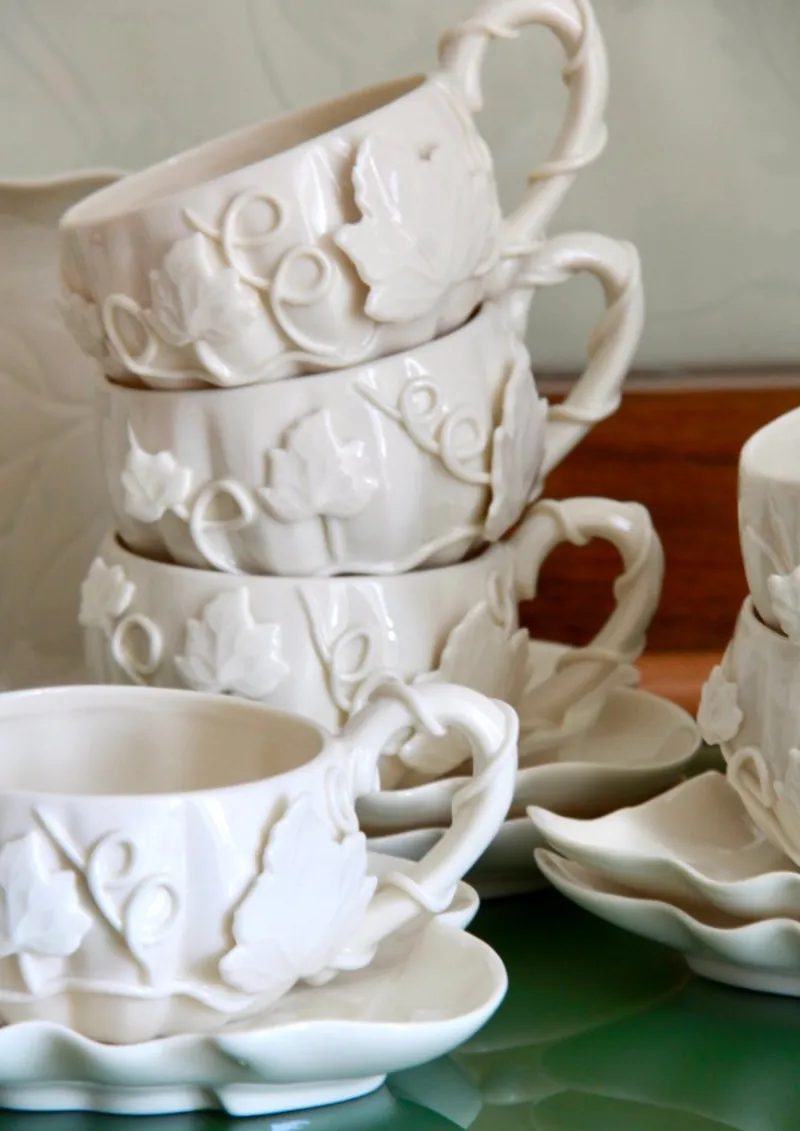 Pamono Vintage Porcelain Coffee Set by Henriette, 1990s, Set of 10> Coffee & Tea Service