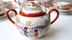 Pamono Vintage Porcelain Fudschijama Geisha Tea Service, Japan, 1960s, Set of 17><noscript><img width=