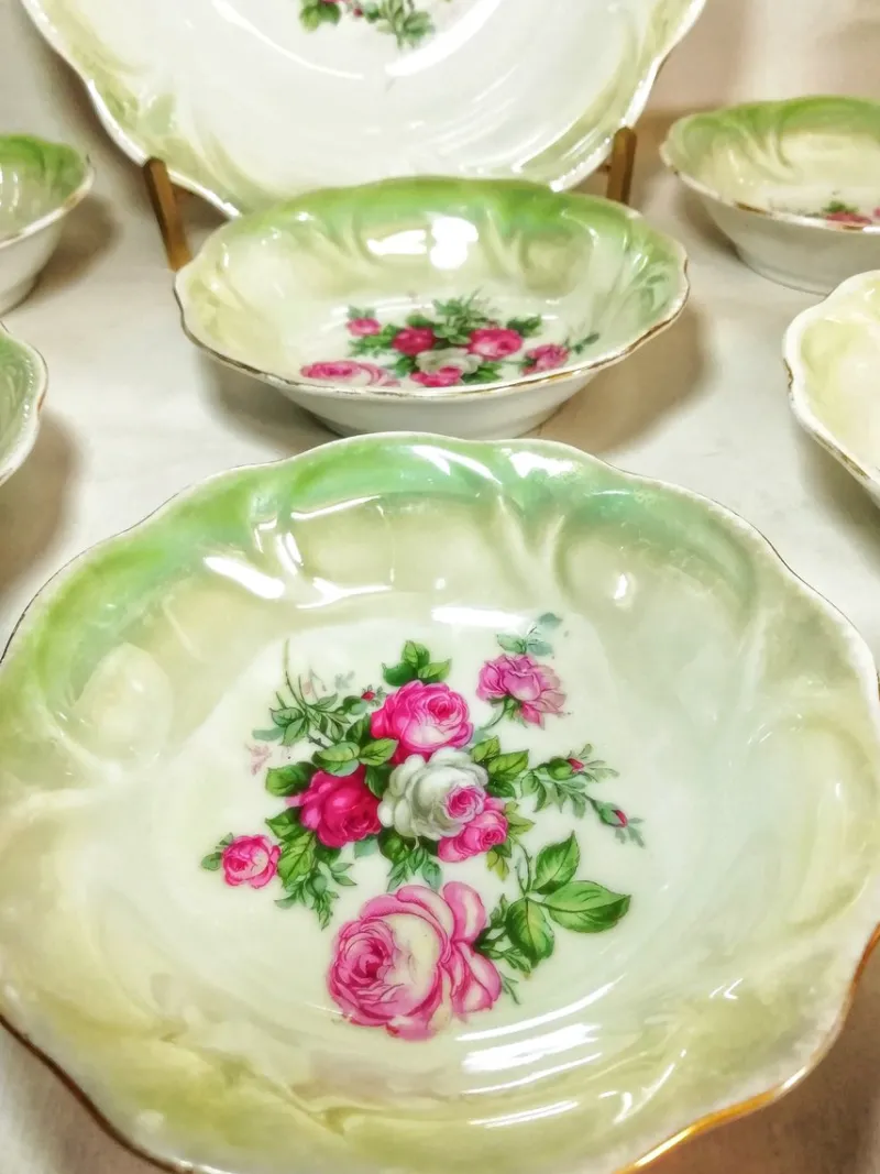 Pamono Vintage Porcelain Tableware Set, 1930s, Set of 13> Dinner Plates & Bowls