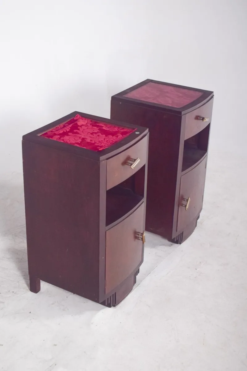 Pamono Vintage Portuguese Deco-Style Bedside Tables, 1920, Set of 2
